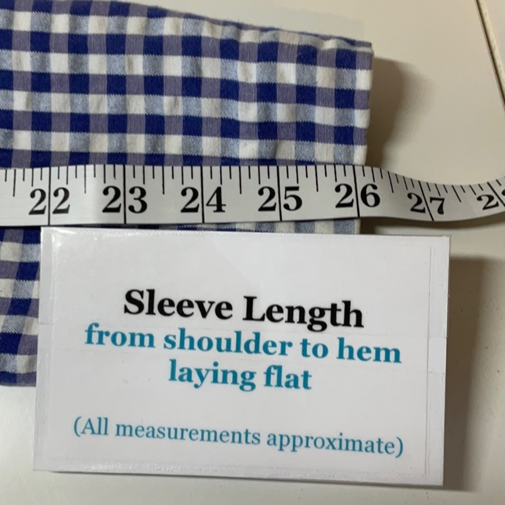 Lands End Gingham Blue White Check Blazer Cotton Blend Size 16 - Picture 11 of 12